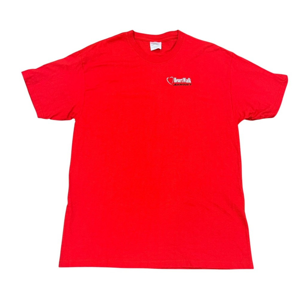 Vintage Aerojet HeartWalk T Shirt Men's L Red 100% Cotton Heart Walk Aerospace